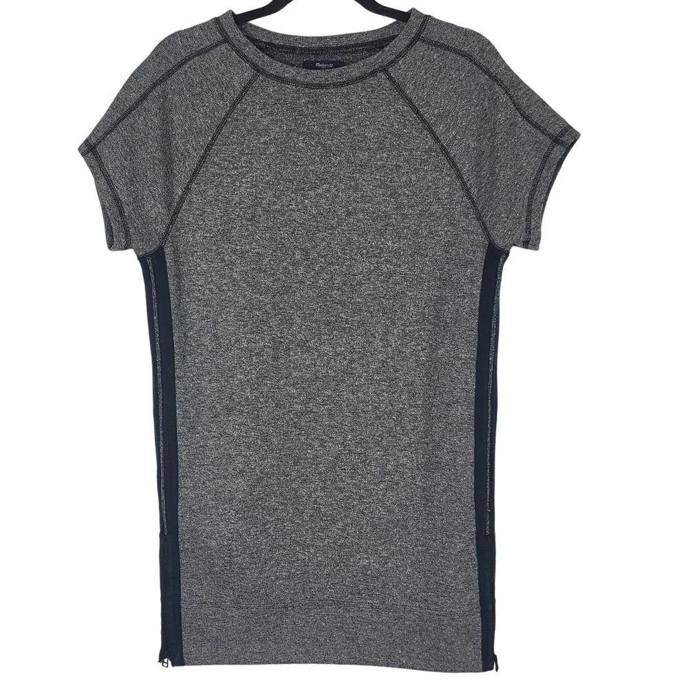Madewell Midi Dress XS Womens Grey Short Sleeve Crew Neck Pockets Pullover - Picture 1 of 11